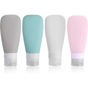 Travel Bottles for Toiletries 2 oz Silicone Squeezable Travel Size Containers Lotion Tsa Approved for Shampoo Conditioner Body Wash Accessories Outdoor Essentials (Blue purple pink yellow) in Saudi Arabia