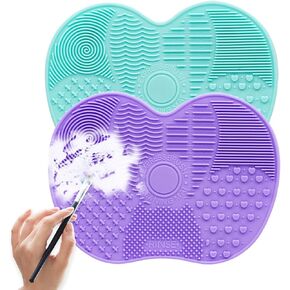 Makeup Brush Cleaner Mat Silicone Makeup Brush Makeup Brush Cleaning Scrubber, Wsimily Big Size Portable Makeup Brush Cleaner Pad Washing Tools Cosmetic Brush Cleaner for Makeup Brush Cleaning Green