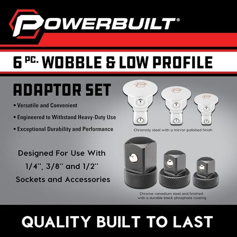 Powerbuilt 640858 3 Piece Universal Joint Set, Silver, 1/4", 3/8" & 1/2" drive in Saudi Arabia