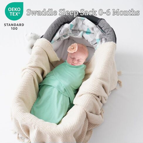 david's kids 100% Cotton 3 Pack Baby Swaddle Wrap for 0-3 Months, Soft Breathable Swaddle Blanket for Newborn Infant, Adjustable Baby Wrap Sleep Sacks for Boys Girls, Newborn Essentials, Woodland in Saudi Arabia