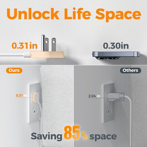 قطاع طاقة للحماية من زيادة التيار بطول 10 أقدام، قابس مسطح لسلك تمديد TESSAN مع موسع 4 منافذ واسعة، محطة شحن مكتبية داخلية مع حماية من زيادة التيار للمنزل واللوازم المكتبية وأساسيات غرفة النوم in Kuwait