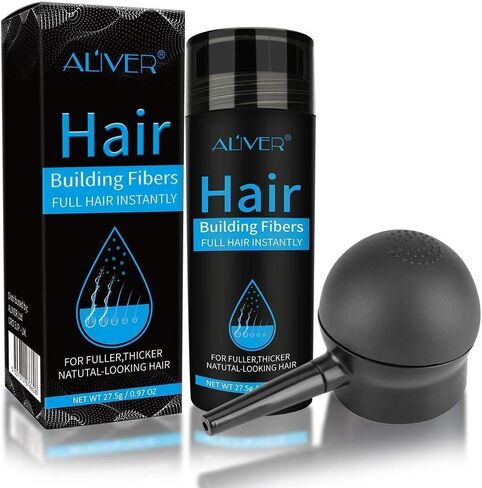 ألياف بناء الشعر، ألياف تكثيف الشعر للشعر الخفيف والبقع الصلعاء، شعر أكثر كثافة في 15 ثانية، مناسبة للرجال والنساء، 0.97 أونصة (أسود) in Kuwait
