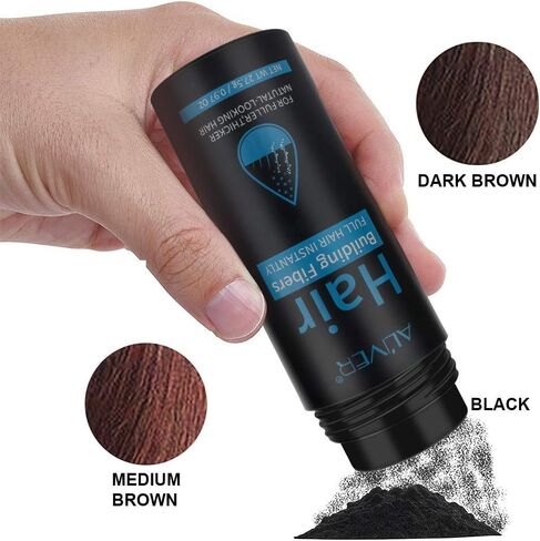 ألياف بناء الشعر، ألياف تكثيف الشعر للشعر الخفيف والبقع الصلعاء، شعر أكثر كثافة في 15 ثانية، مناسبة للرجال والنساء، 0.97 أونصة (أسود) in Kuwait