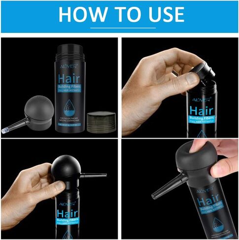 ألياف بناء الشعر، ألياف تكثيف الشعر للشعر الخفيف والبقع الصلعاء، شعر أكثر كثافة في 15 ثانية، مناسبة للرجال والنساء، 0.97 أونصة (أسود) in Kuwait