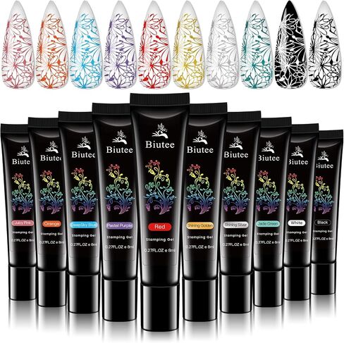 7 Colors Nail Stamping Polish Gel Nail Stamper kit with 5pcs Nail Stamping Plates for Nails Art Stamp Beginners Kit in Saudi Arabia