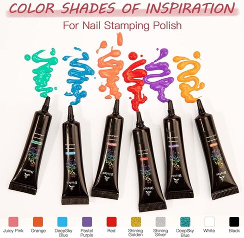 7 Colors Nail Stamping Polish Gel Nail Stamper kit with 5pcs Nail Stamping Plates for Nails Art Stamp Beginners Kit in Saudi Arabia
