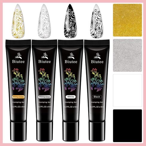 7 Colors Nail Stamping Polish Gel Nail Stamper kit with 5pcs Nail Stamping Plates for Nails Art Stamp Beginners Kit in Saudi Arabia