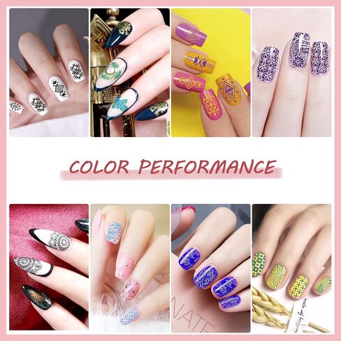 7 Colors Nail Stamping Polish Gel Nail Stamper kit with 5pcs Nail Stamping Plates for Nails Art Stamp Beginners Kit in Saudi Arabia