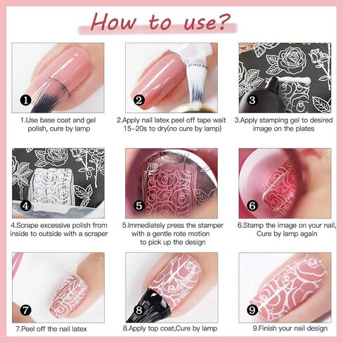 7 Colors Nail Stamping Polish Gel Nail Stamper kit with 5pcs Nail Stamping Plates for Nails Art Stamp Beginners Kit in Saudi Arabia