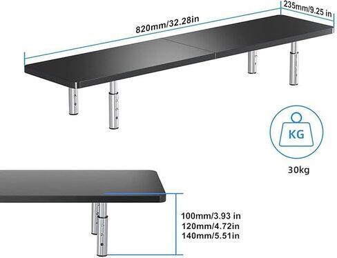 suptek Wooden Monitor Stand Riser for Computer, Laptop, Printer, Notebook and Flat Screens, 800x230mm Vented Platform, Max 30kg, 3 Adjustable Heights with Extra Large Underneath Storage Space MST016L in Kuwait