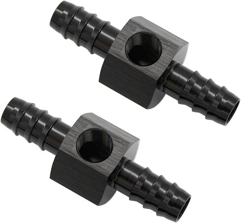 5/16 بارب إلى 5/16 "(8 مللي متر) بارب مع 1/8" NPT الاستشعار قياس ميناء خرطوم أنبوب تركيب ضغط الوقود خلع محول الألومنيوم الأسود in Kuwait