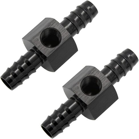 5/16 بارب إلى 5/16 "(8 مللي متر) بارب مع 1/8" NPT الاستشعار قياس ميناء خرطوم أنبوب تركيب ضغط الوقود خلع محول الألومنيوم الأسود in Kuwait