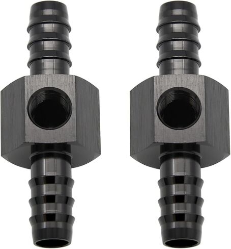 5/16 بارب إلى 5/16 "(8 مللي متر) بارب مع 1/8" NPT الاستشعار قياس ميناء خرطوم أنبوب تركيب ضغط الوقود خلع محول الألومنيوم الأسود in Kuwait