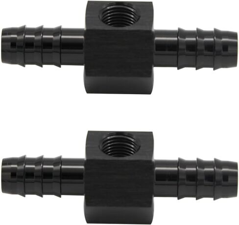 5/16 بارب إلى 5/16 "(8 مللي متر) بارب مع 1/8" NPT الاستشعار قياس ميناء خرطوم أنبوب تركيب ضغط الوقود خلع محول الألومنيوم الأسود in Kuwait