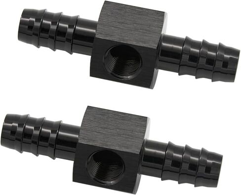 5/16 بارب إلى 5/16 "(8 مللي متر) بارب مع 1/8" NPT الاستشعار قياس ميناء خرطوم أنبوب تركيب ضغط الوقود خلع محول الألومنيوم الأسود in Kuwait