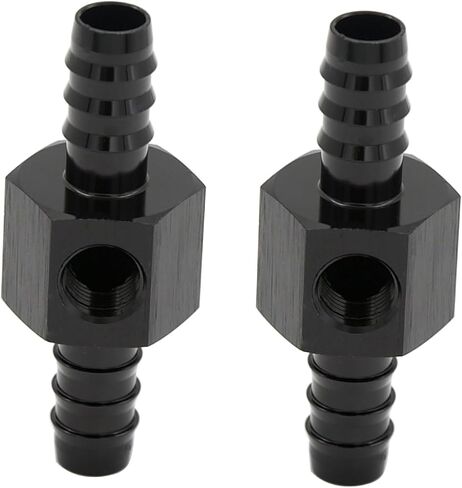 5/16 بارب إلى 5/16 "(8 مللي متر) بارب مع 1/8" NPT الاستشعار قياس ميناء خرطوم أنبوب تركيب ضغط الوقود خلع محول الألومنيوم الأسود in Kuwait