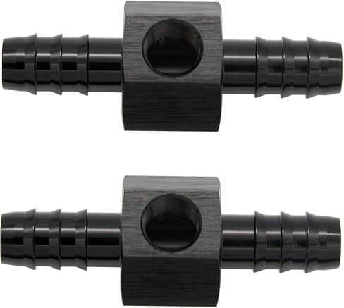 5/16 بارب إلى 5/16 "(8 مللي متر) بارب مع 1/8" NPT الاستشعار قياس ميناء خرطوم أنبوب تركيب ضغط الوقود خلع محول الألومنيوم الأسود in Kuwait