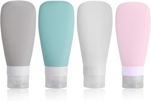 Travel Bottles for Toiletries 2 oz Silicone Squeezable Travel Size Containers Lotion Tsa Approved for Shampoo Conditioner Body Wash Accessories Outdoor Essentials (Blue purple pink yellow) in Kuwait