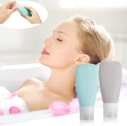 Travel Bottles for Toiletries 2 oz Silicone Squeezable Travel Size Containers Lotion Tsa Approved for Shampoo Conditioner Body Wash Accessories Outdoor Essentials (Blue purple pink yellow) in Kuwait