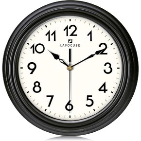 Lafocuse Black Gray Wall Clock Roman Numerals 12 Inch Silent Non-Ticking Kitchen Clock for Living Room Office Bedroom Home Decor