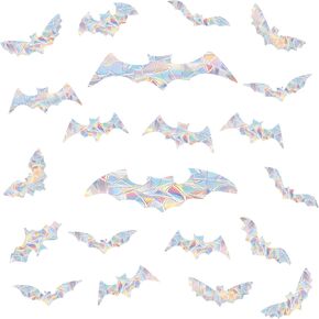 40PCS Dinosaur Window Clings - Crash Proof Window Decal Protects Birds from Window Collisions, Non-Adhesive Prism Vinyl Window Clings Film, (Rainbow Sticker)