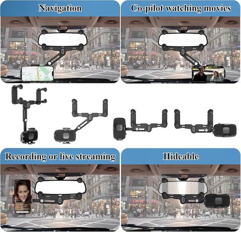 for Magsafe Car Mount, Rear View Mirror Phone Holder, Rotatable and Retractable Phone Holder for Car Compatible with iPhone 15/14/13/12 Series and All Phones with Magsafe Case or Metal Ring in Saudi Arabia