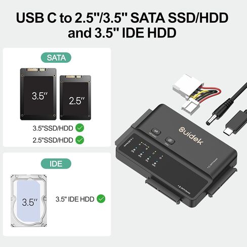 محول USB 3.0 إلى SATA IDE، محول محرك الأقراص الصلبة IDE الخارجي لقرص القرص الصلب العالمي 2.5/3.5 بوصة HDD/SSD، مجموعة محول IDE/SATA مع محول طاقة 12 فولت/2 أمبير in Kuwait
