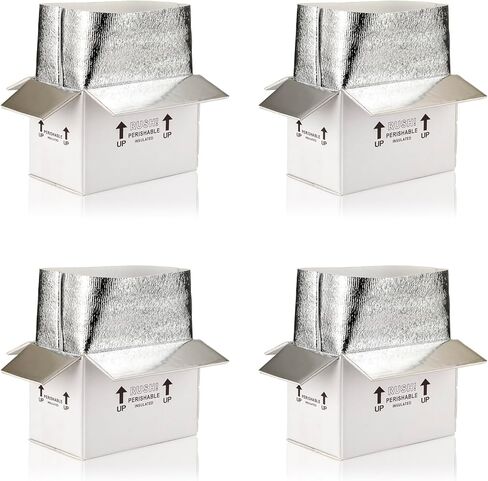 7x6x10 INCH TUKYLIL 4 Pack Insulated Shipping Boxes with Aluminum Foil Liner,Thermo Chill Double Insulated Carton for Frozen Food,Insulated Cooler Box for Shipping in Kuwait