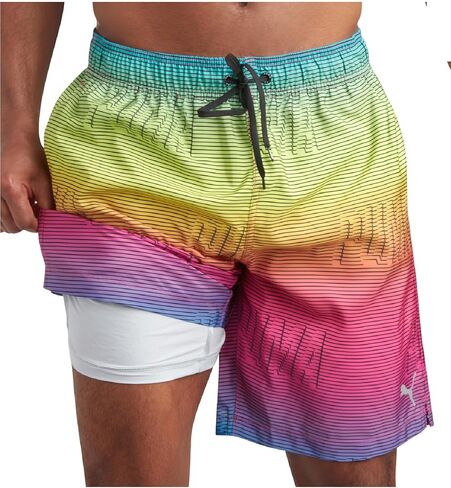 بدلة استحمام للرجال من PUMA - ملابس سباحة سريعة الجفاف مع بطانة شبكية مضغوطة - ملابس سباحة بدرزة داخلية 8 بوصة (S-XL) in Kuwait