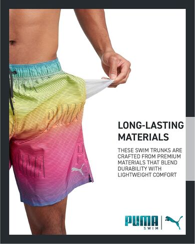 بدلة استحمام للرجال من PUMA - ملابس سباحة سريعة الجفاف مع بطانة شبكية مضغوطة - ملابس سباحة بدرزة داخلية 8 بوصة (S-XL) in Kuwait