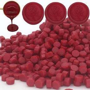 600pcs Wax Seal Beads, Andotopee Red Wax for Stamp Seals, Premium Sealing Wax Beads, Octagon Wax Pellets Refill Pack for Wax Seal Kit, Wedding Invitation Decor, Letter Envelope Seal, DIY Crafts