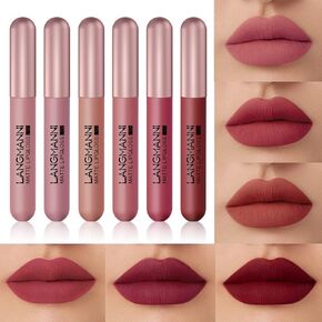 4 Pack Semi Matte Lipstick Set, Red Brown Tones, Velvet Matte Finish, Super Creamy & Smooth, High-Pigmented Long Lasting Non-Stick Cup Waterpoof Lipsticks for Women (Coffee Nude)
