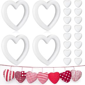 16 Pieces Heart Shaped Foam Polystyrene Foam Wreath Foam Hearts for Crafts White Foam Heart Wreath for DIY Craft Projects and Wedding Decorations, Valentine's Day Accessories