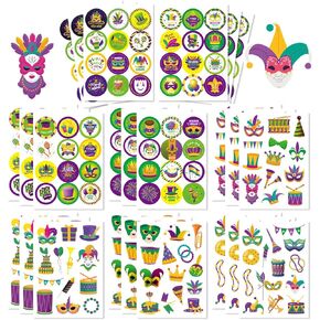 312PCS Happy Mardi Gras Stickers, Shopping Carnival Stickers, Mardi Gras Party Carnivel Masquerade Decoration, New Orleans Party Stickers for Kid, Mardi Gras Party Decorations