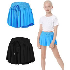 شورت بناتي على شكل فراشة مع جيب، شورت رياضي انسيابي، شورت عالي الخصر للجري للأطفال في سن المراهقة in Kuwait