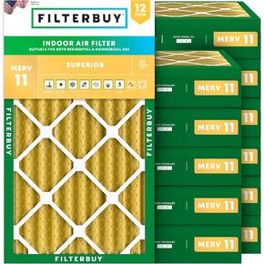 Filterbuy 16x24x4 Air Filter MERV 11 Allergen Defense (12-Pack), Pleated HVAC AC Furnace Air Filters Replacement (Actual Size: 15.38 x 23.38 x 3.63 Inches)