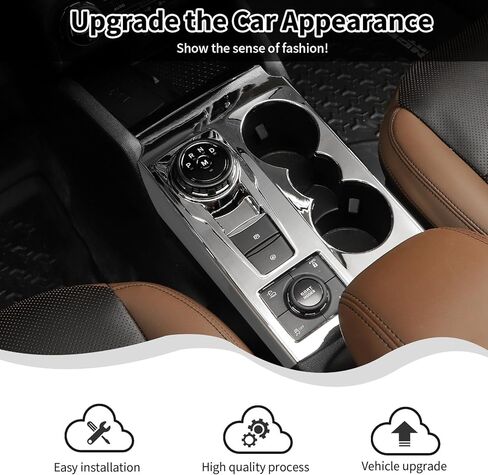 for Ford Bronco Sports 2021-2024 Center Console Gear Shift Cover Cup Holder Trim Compatible with Ford Bronco Sports 2021-2024, Interior Decortaion Accessories, Carbon Fiber Cover,ABS in Kuwait