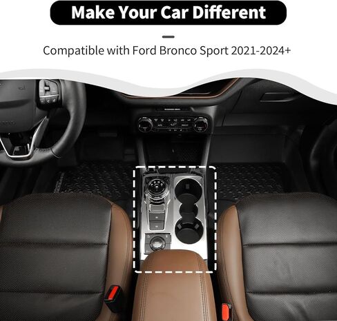 for Ford Bronco Sports 2021-2024 Center Console Gear Shift Cover Cup Holder Trim Compatible with Ford Bronco Sports 2021-2024, Interior Decortaion Accessories, Carbon Fiber Cover,ABS in Kuwait