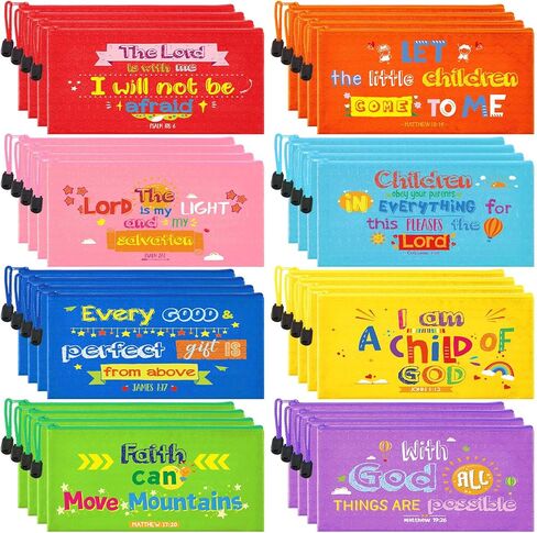 16 Pcs Bible Verse Pencil Pouch for Bible Study Pen Pouch Inspirational Christian Pencil Case Scripture Pen Bag Makeup Bags for Students Kids School Office Journaling Supplies, 9 x 4.7 Inch in Saudi Arabia