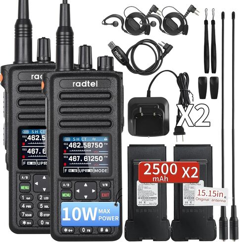 Radtel RT-730 10W Air Band Walkie Talkie، نطاق كامل 199CH HT، راديو محمول طويل المدى قابل لإعادة الشحن ثنائي الاتجاه مع بطارية USB-C، NOAA، FM، وقدرات التقاط التردد AM in Kuwait