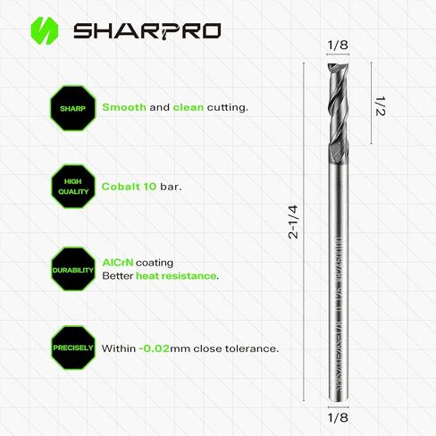 6mm Shank 6mm Cutting Dia. Carbide Square End Mills 2 Flute AlCrN Coated CNC Milling Bits, Apply for Alloy Steel, Stainless Steel, Cast Iron and Aluminum Cutting (3PCS) in Kuwait