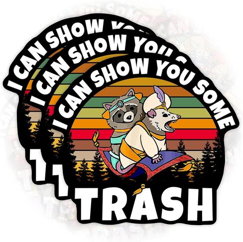 (3 قطع) ملصق I Can Show You Some Trash ملصق مضحك Meme Racoon Possum ملصق Magic Possum Raccoon Animal Lover ملصق فينيل مقاوم للماء مقطوع بالقالب لزجاجة المياه وحافظة الهاتف والكمبيوتر المحمول (2 بوصة) in Kuwait