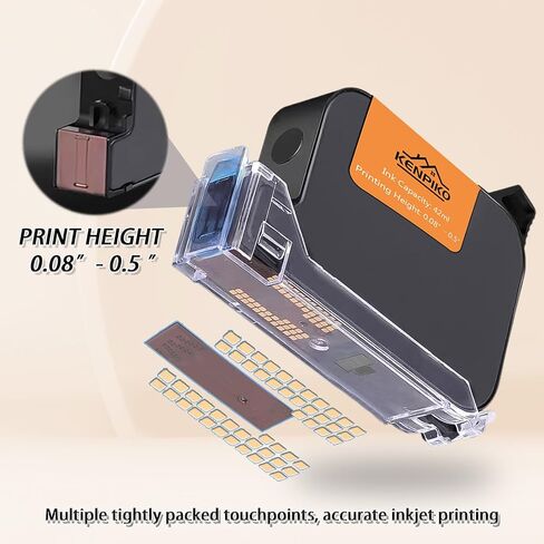 Handheld Inkjet Printer, 2024 Upgraded Handheld Printer Gun with 42ml Quick-Drying Ink Cartridge, Printing Height Up to 0.5 Inch Imprint Machine with 4.3 Inch Touch Screen for Barcode, Logo in Saudi Arabia