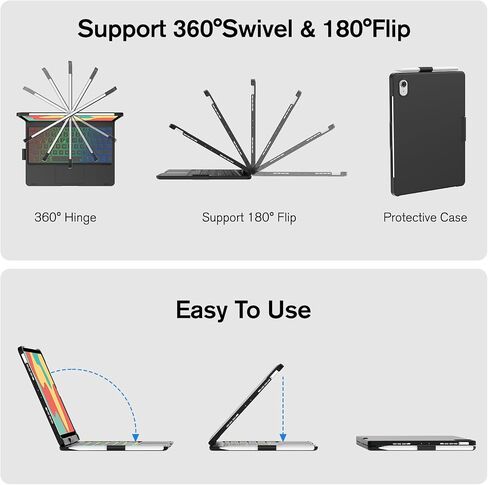حافظة لوحة مفاتيح BORIYUAN Touchpad لجهاز iPad الجيل العاشر 10.9 بوصة 2022 - لوحة تتبع متعددة اللمس، 7 ألوان خلفية، حافظة ذكية قابلة للدوران 360 درجة مع لوحة مفاتيح لوحة اللمس لجهاز iPad 10.9 بوصة الجيل العاشر 2022 - رمادي in Kuwait