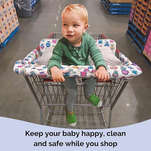 غطاء عربة التسوق Suessie وغطاء الكرسي العالي مع وسادة دعم مسند (شريط رمادي وأبيض مع وسادة) in Kuwait