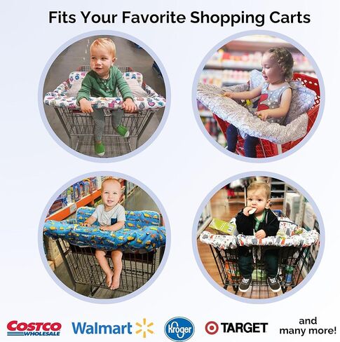 غطاء عربة التسوق Suessie وغطاء الكرسي العالي مع وسادة دعم مسند (شريط رمادي وأبيض مع وسادة) in Kuwait