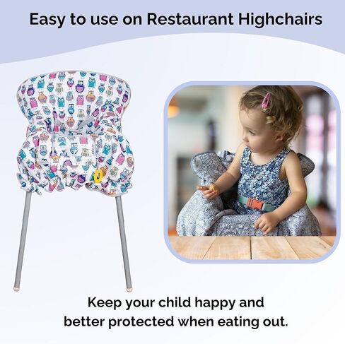 غطاء عربة التسوق Suessie وغطاء الكرسي العالي مع وسادة دعم مسند (شريط رمادي وأبيض مع وسادة) in Kuwait