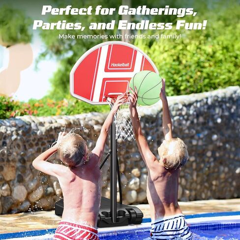 Poolside Basketball Hoop with Light Adjustable Height 45''-59'' Swimming Pool Basketball Hoop Goal System with 2 Balls and Pump in Saudi Arabia