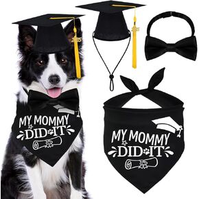 2024 Dog Graduation Cap and Gown with 2024 Gold Tassel for Graduation Outfits Gifts Dog Graduation Bandana for Small Medium Large Dogs