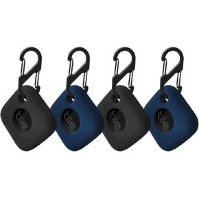 4PCS Case for Tile Mate Tracker 2022, Soft Silicone Skin Cover Shock-Absorbing Protective Case with Carabiner Accessories (4PCS Black)